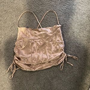 Gold satin top